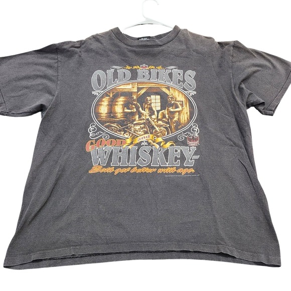 3D Emblem Other - Vintage 3D Emblem Shirt Mens XL Gray Old Bikes Good Whiskey Biker Tee Made USA